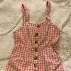 Pink & White Checkered Button Front Dress
